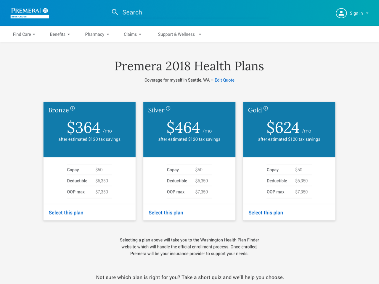 Premera Blue Cross Member Portal Envisioning UpTop Health